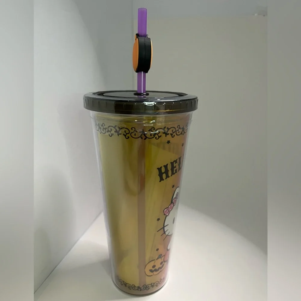 Hello Kitty Halloween Pumpkin Plastic Tumbler with Straw Topper 24oz